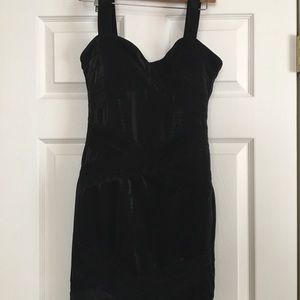 Black dress with straps.